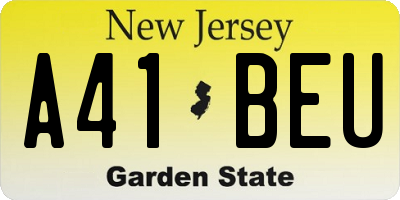 NJ license plate A41BEU