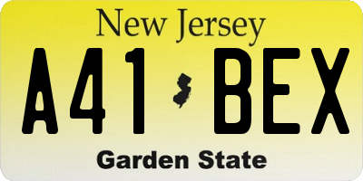 NJ license plate A41BEX