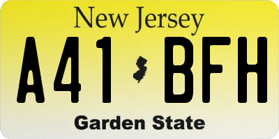 NJ license plate A41BFH