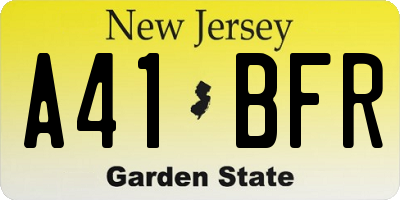 NJ license plate A41BFR