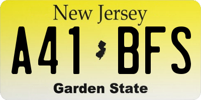 NJ license plate A41BFS