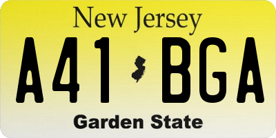 NJ license plate A41BGA