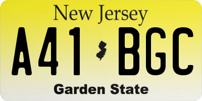 NJ license plate A41BGC