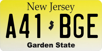 NJ license plate A41BGE