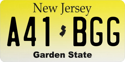 NJ license plate A41BGG