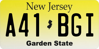 NJ license plate A41BGI