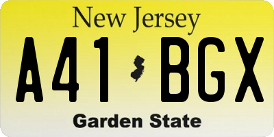 NJ license plate A41BGX