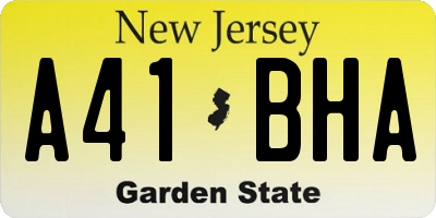 NJ license plate A41BHA