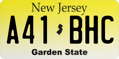 NJ license plate A41BHC