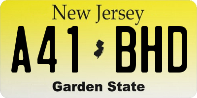 NJ license plate A41BHD