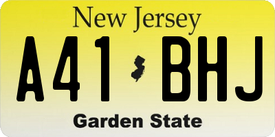 NJ license plate A41BHJ