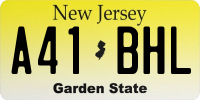 NJ license plate A41BHL