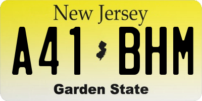 NJ license plate A41BHM