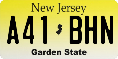 NJ license plate A41BHN