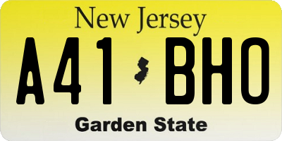 NJ license plate A41BHO