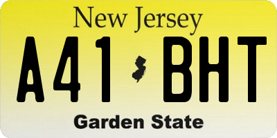NJ license plate A41BHT