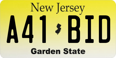 NJ license plate A41BID