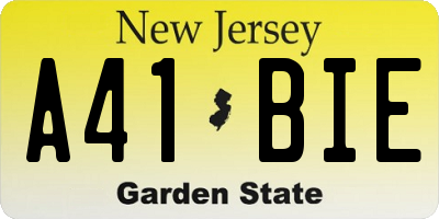 NJ license plate A41BIE