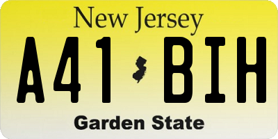 NJ license plate A41BIH