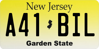 NJ license plate A41BIL
