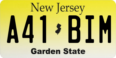 NJ license plate A41BIM