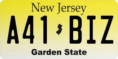 NJ license plate A41BIZ
