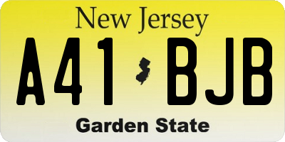 NJ license plate A41BJB