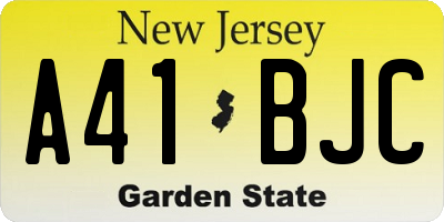 NJ license plate A41BJC