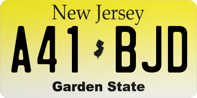 NJ license plate A41BJD