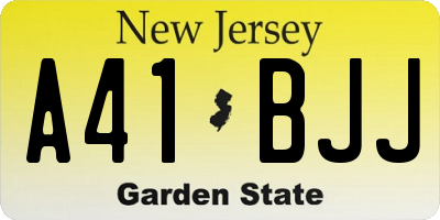 NJ license plate A41BJJ