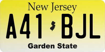 NJ license plate A41BJL