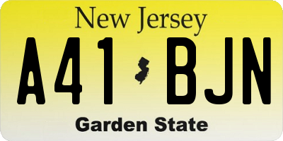 NJ license plate A41BJN