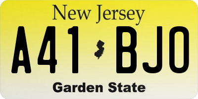 NJ license plate A41BJO