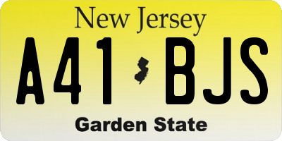 NJ license plate A41BJS