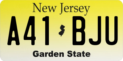 NJ license plate A41BJU