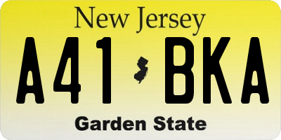 NJ license plate A41BKA