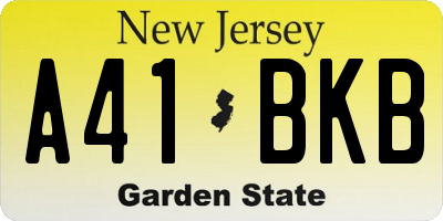 NJ license plate A41BKB