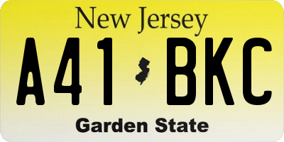 NJ license plate A41BKC