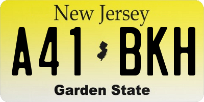 NJ license plate A41BKH