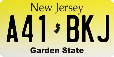 NJ license plate A41BKJ