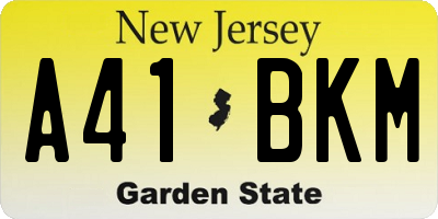NJ license plate A41BKM