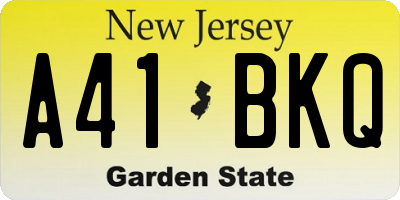 NJ license plate A41BKQ