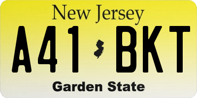 NJ license plate A41BKT