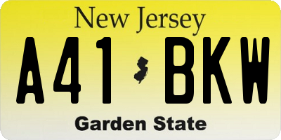 NJ license plate A41BKW