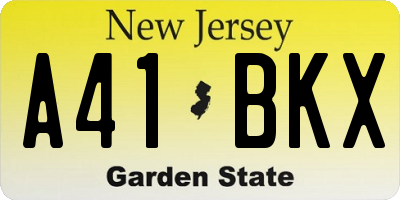 NJ license plate A41BKX
