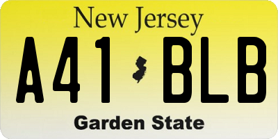 NJ license plate A41BLB
