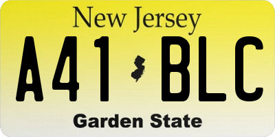 NJ license plate A41BLC