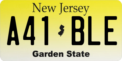 NJ license plate A41BLE