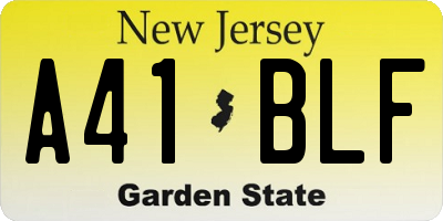 NJ license plate A41BLF