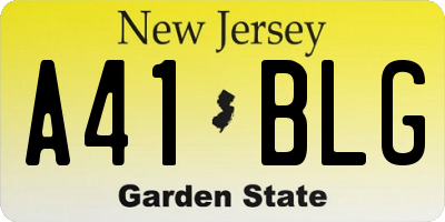 NJ license plate A41BLG